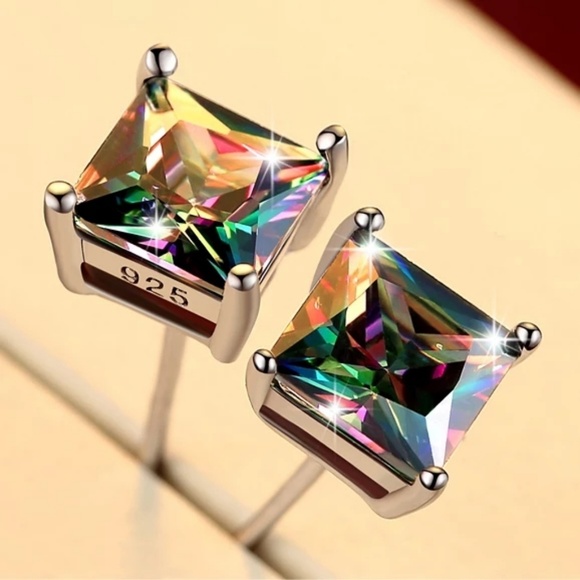 Jewelry - 925 Sterling Silver Multicolored Stud Earrings